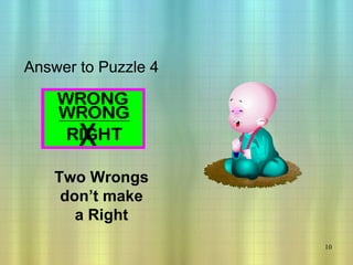 Answer to Puzzle 4 Two Wrongs don’t make a Right 