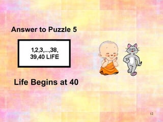 Answer to Puzzle 5 Life Begins at 40 