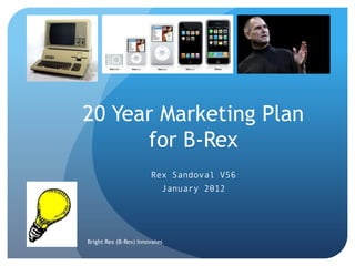 20 Year Marketing Plan
      for B-Rex
                       Rex Sandoval V56
                           January 2012




Bright Rex (B-Rex) Innovates
 