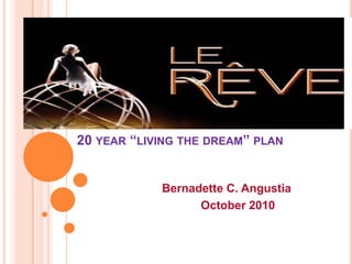 20 year “living the dream” plan Bernadette C. Angustia             October 2010 
