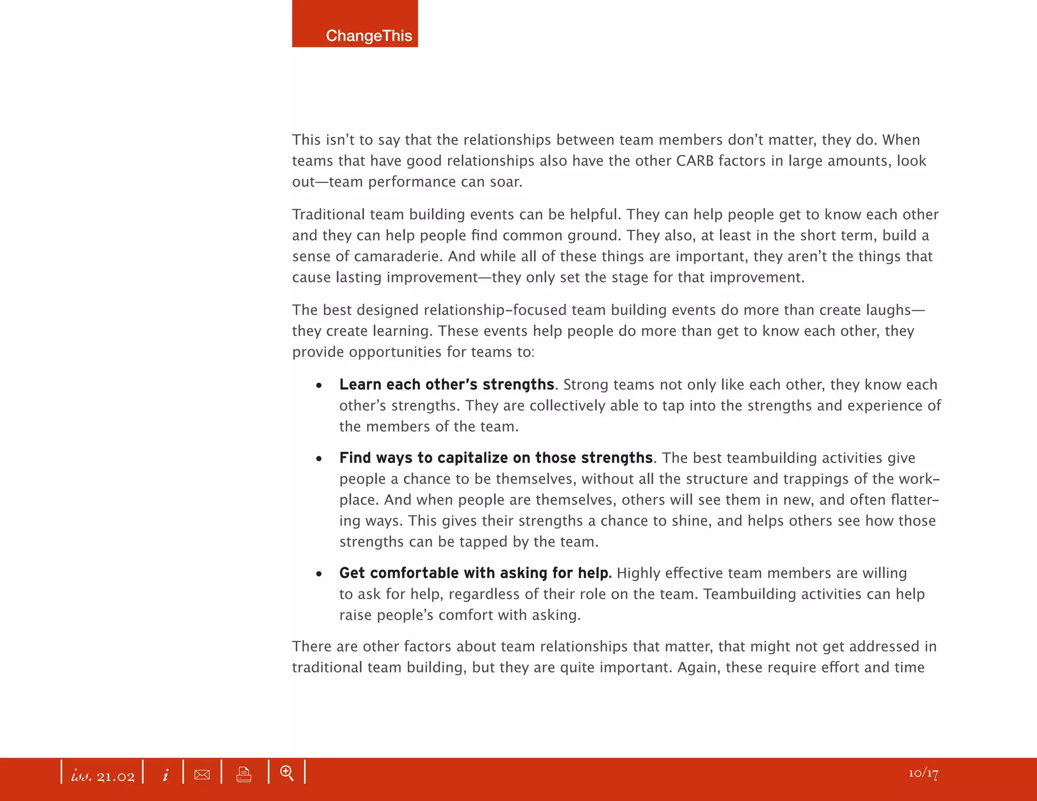 CHANGETHIS True Team Building: More Than a Recreational Retreat