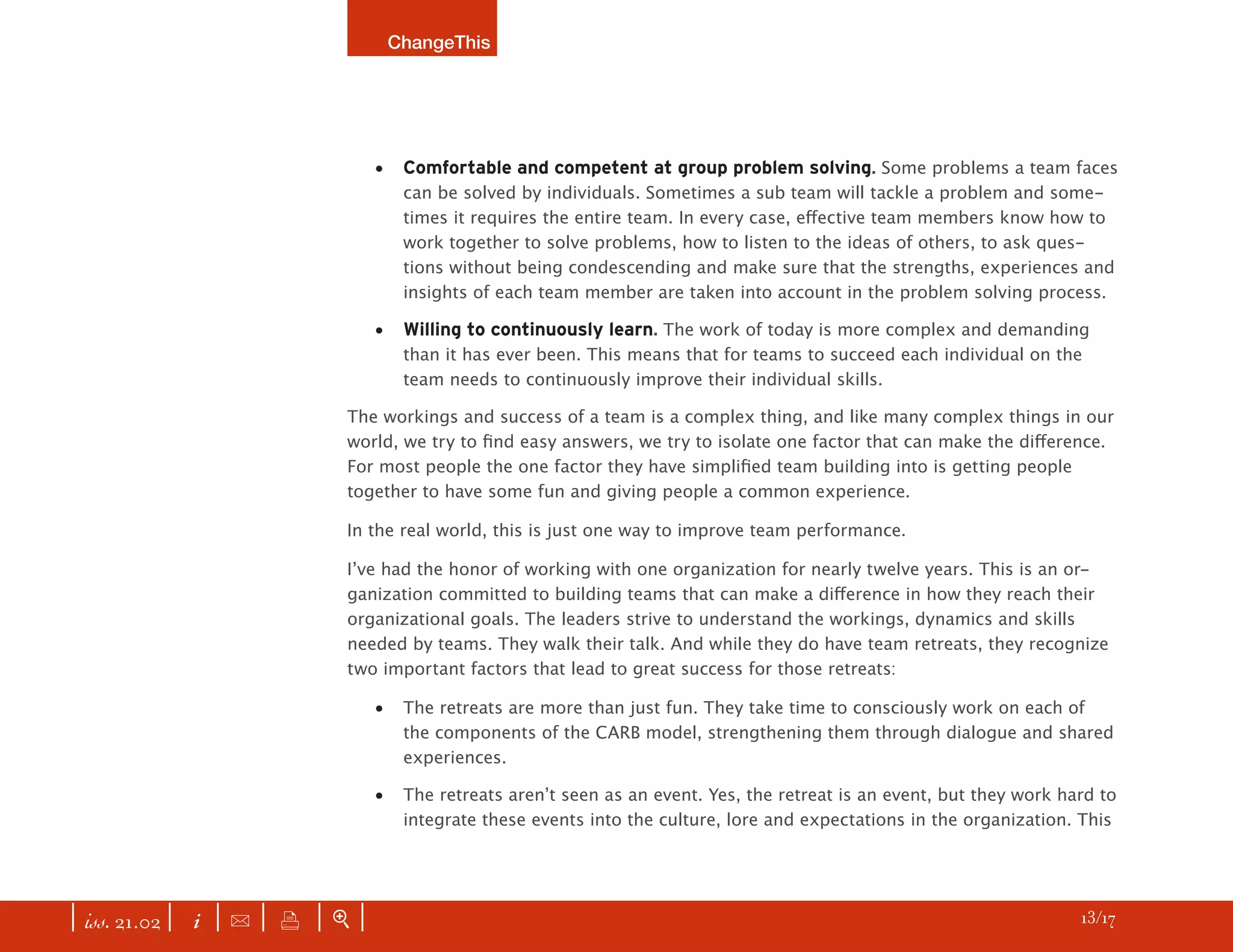 CHANGETHIS True Team Building: More Than a Recreational Retreat