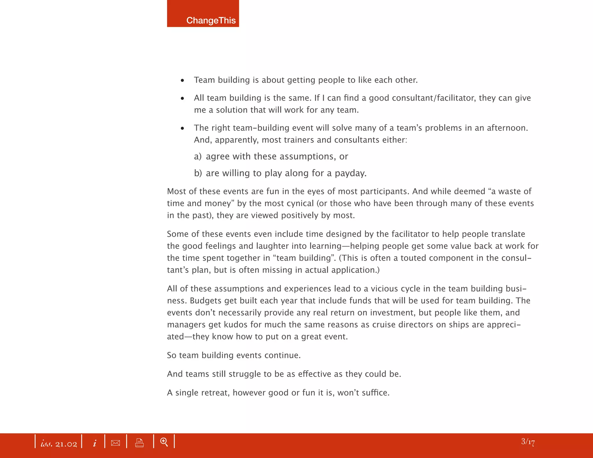 CHANGETHIS True Team Building: More Than a Recreational Retreat