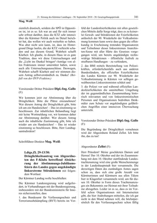 21. LTG-Sitzung am 30. September 2010