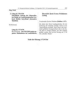 21. LTG-Sitzung am 30. September 2010