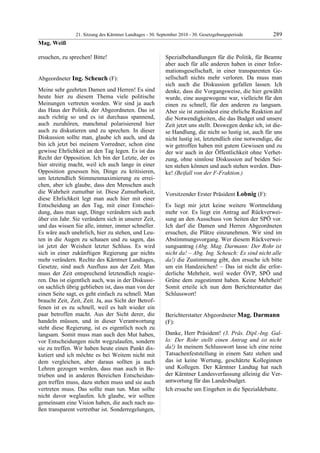 21. LTG-Sitzung am 30. September 2010