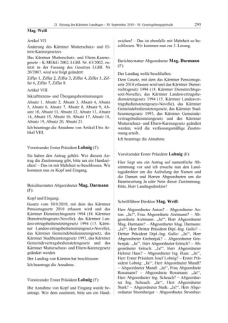 21. LTG-Sitzung am 30. September 2010