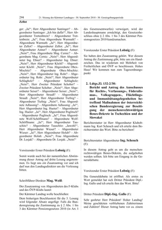 21. LTG-Sitzung am 30. September 2010