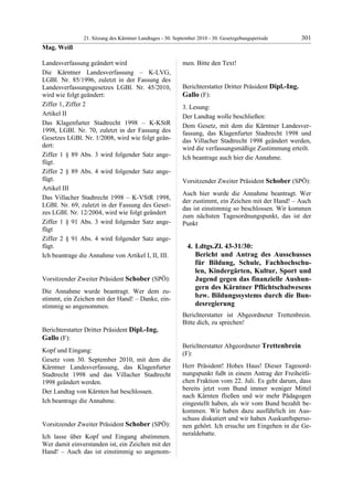 21. LTG-Sitzung am 30. September 2010