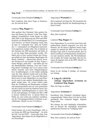 21. LTG-Sitzung am 30. September 2010