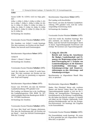 21. LTG-Sitzung am 30. September 2010