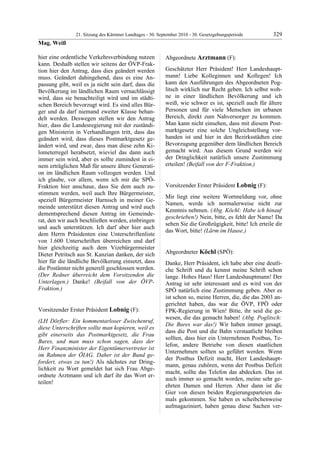 21. LTG-Sitzung am 30. September 2010