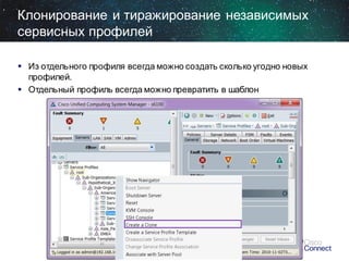 Клонирование и тиражирование независимых
сервисных профилей
 Из отдельного профиля всегда можно создать сколько угодно новых
профилей.
 Отдельный профиль всегда можно превратить в шаблон

 