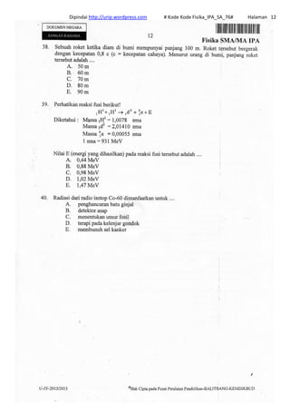 Dipindai http://urip.wordpress.com # Kode Kode Fisika_IPA_SA_76# Halaman 12
 