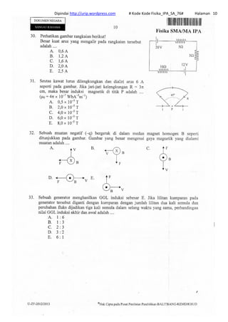 Dipindai http://urip.wordpress.com # Kode Kode Fisika_IPA_SA_76# Halaman 10
 