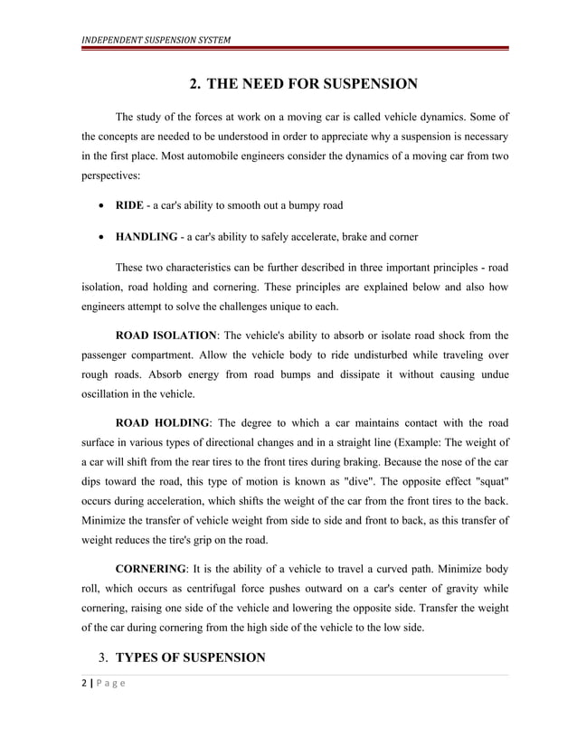INDEPENDENT SUSPENSION SYSTEM