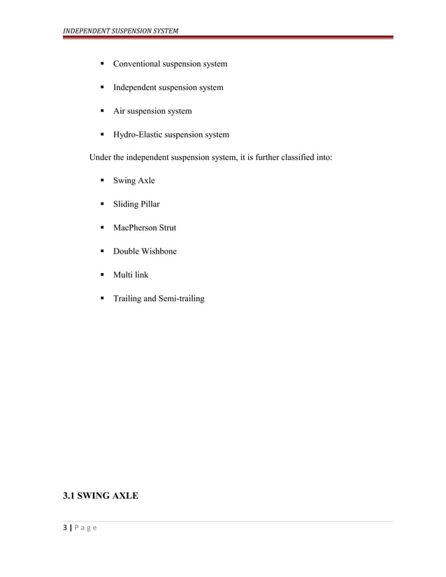 INDEPENDENT SUSPENSION SYSTEM