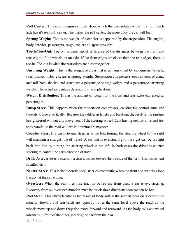 INDEPENDENT SUSPENSION SYSTEM