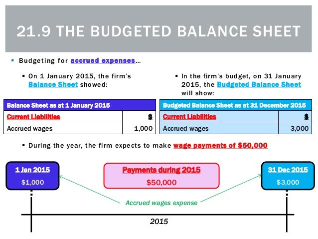 21 9 The Budgeted Balance Sheet