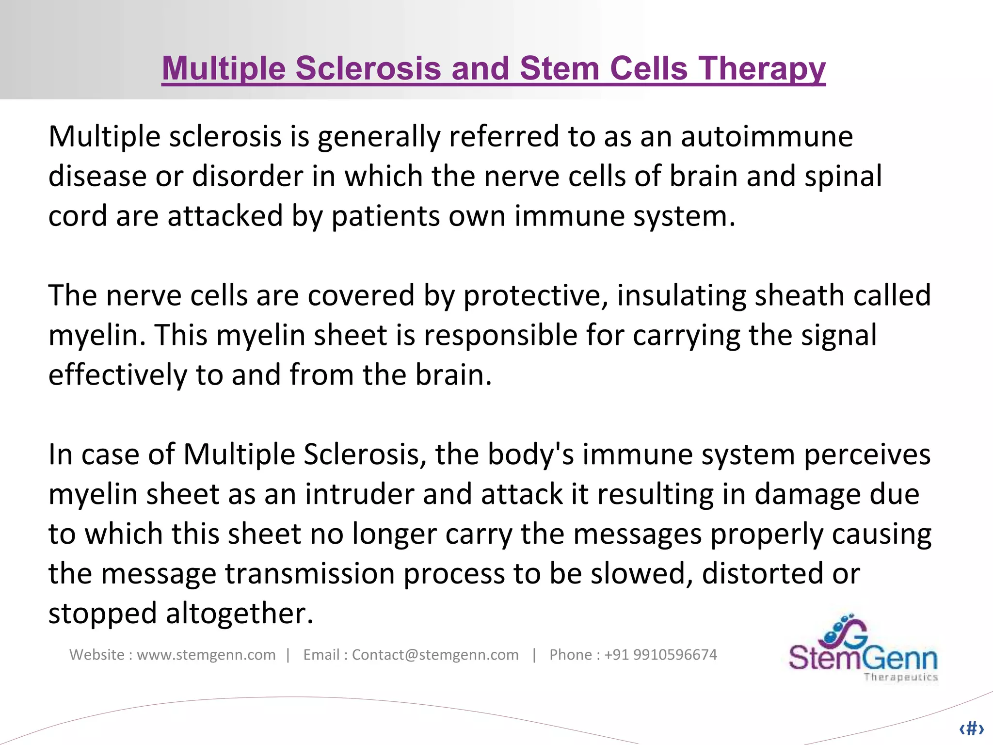Multiple Sclerosis and Stem Cells Therapy | PPTX | Physical Therapy ...
