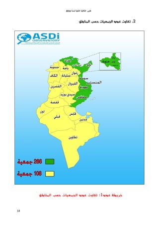 ‫اٌثبٔ١خ‬ ‫اٌثالث١خ‬ ‫رمط٠ط‬‫ٌسٕخ‬6106
14
2.‫المناطق‬ ‫حسب‬ ‫الجمعيات‬ ‫عدد‬ ‫تفاوت‬
‫خريطة‬‫عدد‬1:‫المناطق‬ ‫حسب‬ ‫الجمعيات‬ ‫عدد‬ ‫تفاوت‬
 