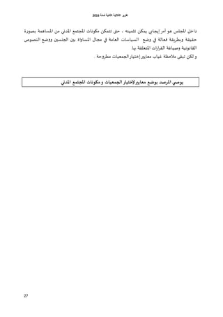 ‫اٌثبٔ١خ‬ ‫اٌثالث١خ‬ ‫رمط٠ط‬‫ٌسٕخ‬6106
27
‫ة‬‫ع‬‫بصو‬ ‫اإلاؿاهمت‬ ً‫م‬ ‫اإلاضوي‬ ‫اإلاجخمم‬ ‫ميوهاث‬ ً‫جخمى‬ ‫ختى‬ ، ‫جشمُى‬ ً‫ًمى‬ ‫اًجابي‬‫أمغ‬ ‫هو‬ ‫اإلاجلـ‬ ‫صازل‬
‫خلُلت‬‫ا‬ ‫وطم‬ ‫في‬ ‫فلالت‬ ‫وبؼغٍلت‬‫الىصوج‬ ‫طم‬‫و‬‫و‬ ‫الجيؿين‬ ‫بين‬ ‫اة‬‫و‬‫اإلاؿا‬ ٌ‫مجا‬ ‫في‬ ‫اللامت‬ ‫لؿُاؾاث‬
‫وصُاغت‬ ‫اللاهوهُت‬‫ا‬‫ع‬‫ا‬‫غ‬‫الل‬‫ث‬.‫بها‬ ‫اإلاخلللت‬
. ‫خت‬‫و‬‫مؼغ‬ ‫الجملُاث‬‫ازخُاع‬‫ملاًير‬ ‫غُاب‬ ‫مالخـت‬ ‫جبلى‬ ً‫لى‬ ‫و‬
‫املذني‬ ‫ؼ‬ ‫املجح‬ ‫مىىنات‬‫و‬ ‫ػيات‬ ‫الج‬ ‫إلخحياس‬‫مػاأير‬ ‫ؼ‬ ‫دى‬ ‫املشصذ‬ ‫ي‬ ‫أىص‬
 