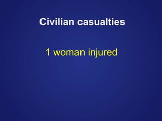 Civilian casualties
1 woman injured
 