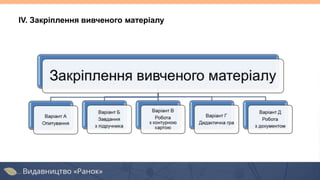 IV. Закріплення вивченого матеріалу
 