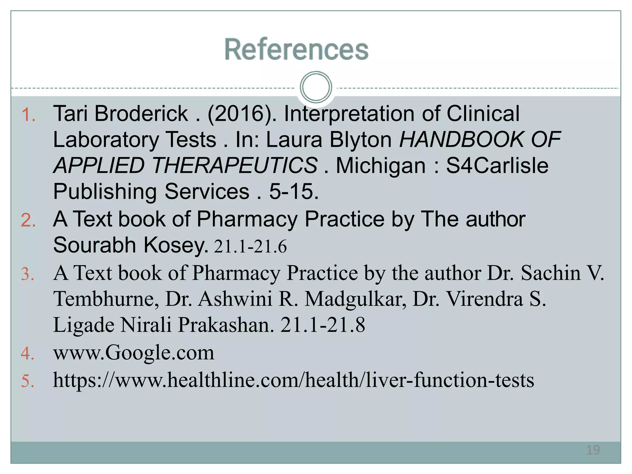 Interpretation of Clinical Laboratory Tests