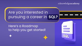 Here’s a Roadmap
to help you get started!
Are you interested in
pursuing a career in SQL?
 
