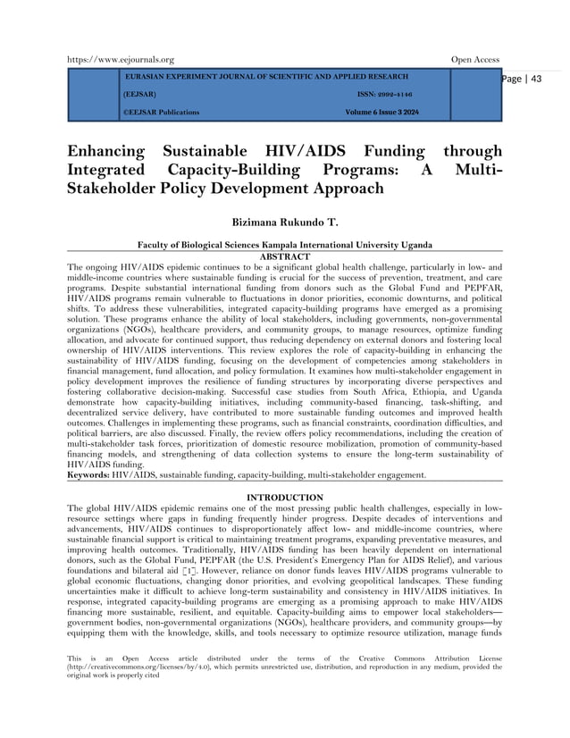Enhancing Sustainable HIV/AIDS Funding through Integrated Capacity ...