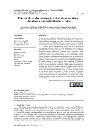 Concept of circular economy in technical and vocational education: a ...