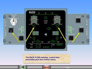 32/55
MENU
The PACK FLOW switches control their
associated pack flow control valves.
OFF
[][][][][][] [][]
OFF
 