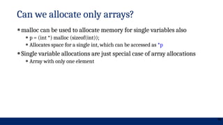 Algoritmos e Estruturas de Dados - dynamic memory allocation | PPTX