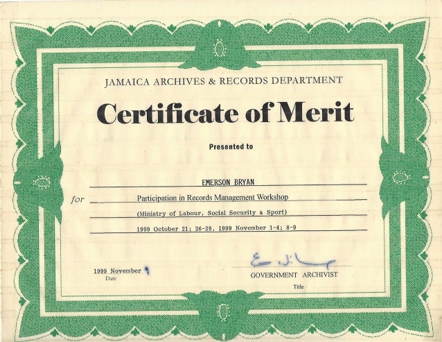 merit certificate