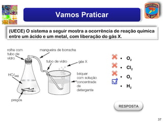 Vamos Praticar

(UECE) O sistema a seguir mostra a ocorrência de reação química
entre um ácido e um metal, com liberação do gás X.



                                                • O2

                                                • Cl2

                                                • O3

                                                • H2



                                               RESPOSTA


                                                                  37
 