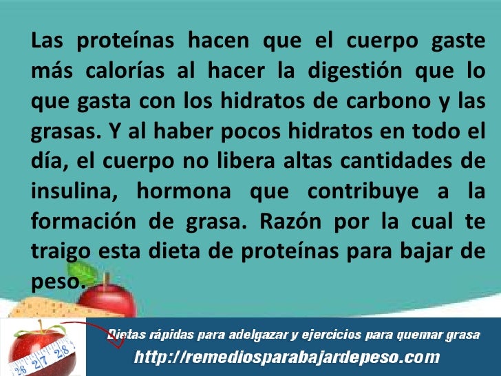 Dieta proteina para bajar de peso