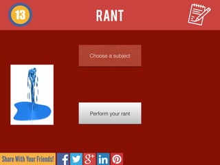 Share With Your Friends!
rant13
Choose a subject
Perform your rant
 