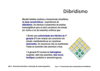Diibridismo




UN.2 – Património Genético e alteração do material genético   Cap.1.1– Transmissão das características hereditárias
 