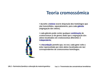 UN.2 – Património Genético e alteração do material genético   Cap.1.1– Transmissão das características hereditárias
 