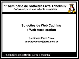 1º Seminário de Software Livre Tchelinux
      Software Livre: leve adiante esta idéia




            Soluções de Web Caching
               e Web Acceleration

                  Domingos Parra Novo
               domingosnovo@terra.com.br
 
