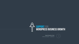 Support for  
WordPress Business Growth
Rupok Chowdhury Protik
twitter.com/rupok | rupokify.me
 
