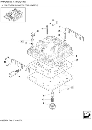D5486 After Date 22 June 2006
PUMA 210 CASE IH TRACTOR (1/07- )
1.32.2(01) CENTRAL REDUCTION GEAR CONTROLS
 