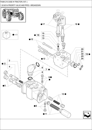 PUMA 210 CASE IH TRACTOR (1/07- )
1.32.6/01A PRIORITY VALVE AND PIPES - BREAKDOWN
 
