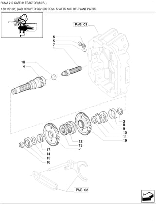 PUMA 210 CASE IH TRACTOR (1/07- )
1.80.1/01(01) (VAR. 809) PTO 540/1000 RPM - SHAFTS AND RELEVANT PARTS
 