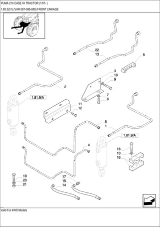 Valid For 4WD Models
PUMA 210 CASE IH TRACTOR (1/07- )
1.80.5(01) (VAR.087-088-089) FRONT LINKAGE
 