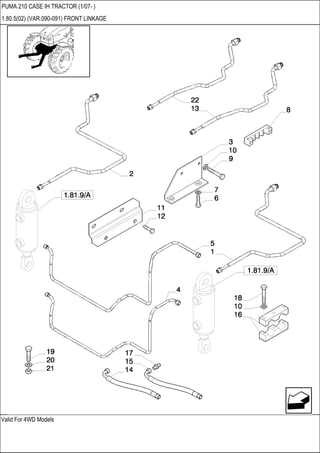 Valid For 4WD Models
PUMA 210 CASE IH TRACTOR (1/07- )
1.80.5(02) (VAR.090-091) FRONT LINKAGE
 