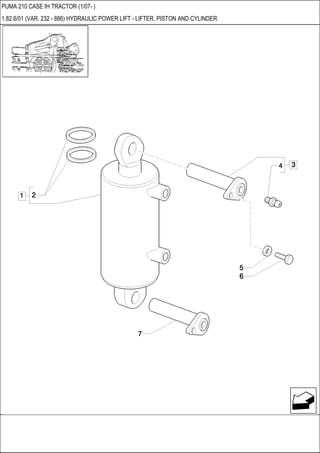 PUMA 210 CASE IH TRACTOR (1/07- )
1.82.6/01 (VAR. 232 - 886) HYDRAULIC POWER LIFT - LIFTER, PISTON AND CYLINDER
 