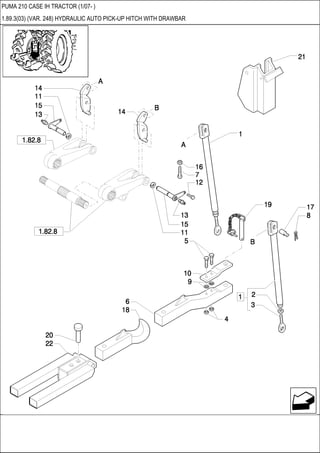 PUMA 210 CASE IH TRACTOR (1/07- )
1.89.3(03) (VAR. 248) HYDRAULIC AUTO PICK-UP HITCH WITH DRAWBAR
 