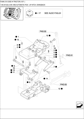 PUMA 210 CASE IH TRACTOR (1/07- )
1.89.3/01(02) (VAR. 898) AUTOMATIC PICK - UP HITCH, SWINGBACK
 